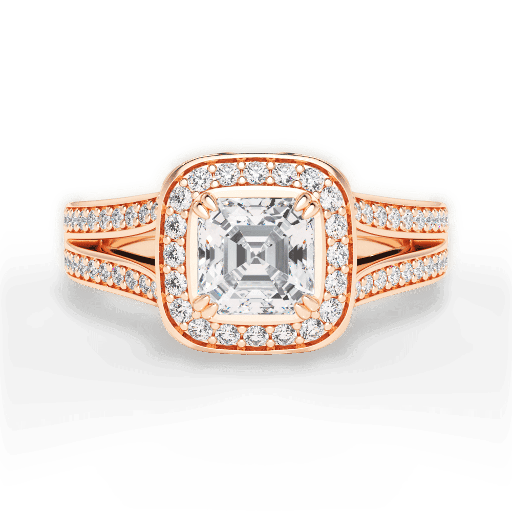 14kt Rose Gold/18kt Rose Gold/asscher/top