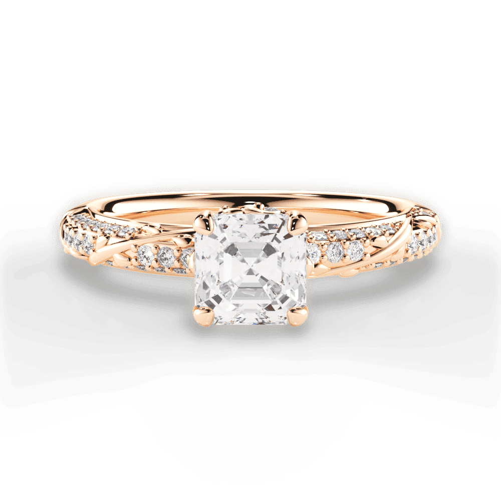 14kt Rose Gold/18kt Rose Gold/asscher/top