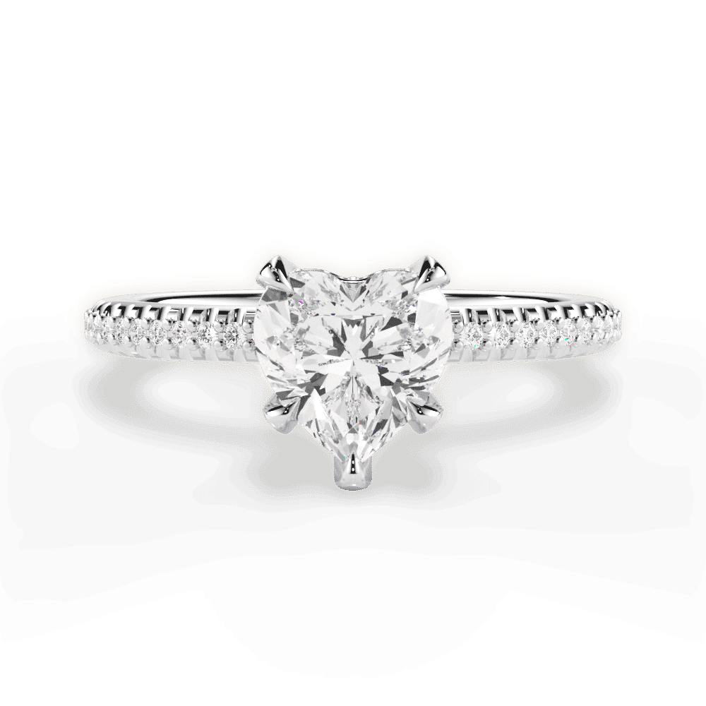 14kt White Gold/18kt White Gold/Platinum/heart/top