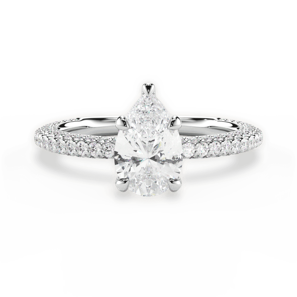 14kt White Gold/18kt White Gold/Platinum/pear/top