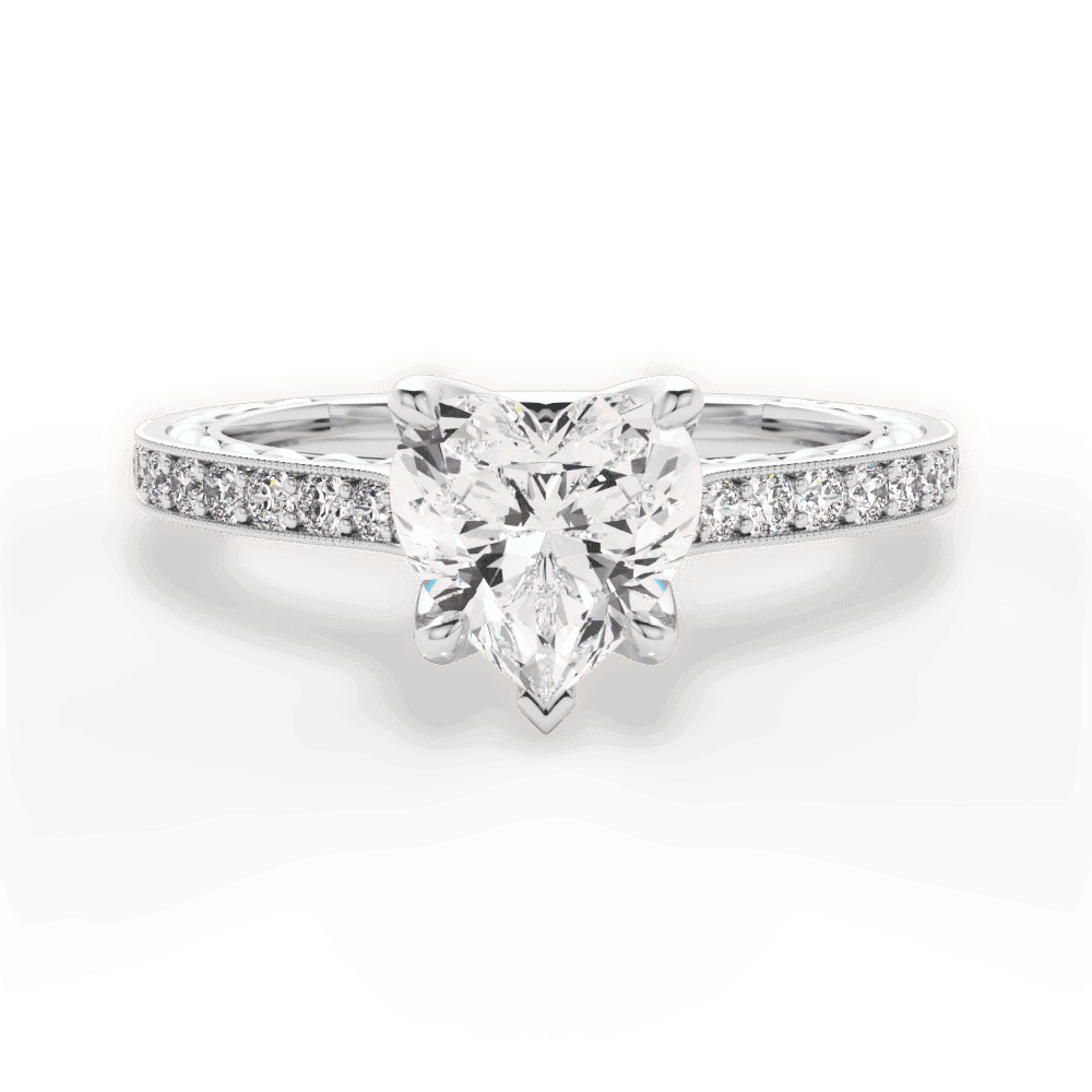 14kt White Gold/18kt White Gold/Platinum/heart/top