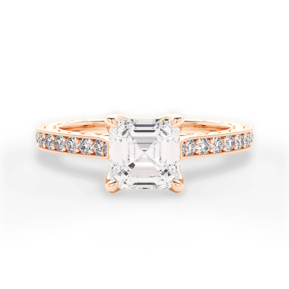 14kt Rose Gold/18kt Rose Gold/asscher/top