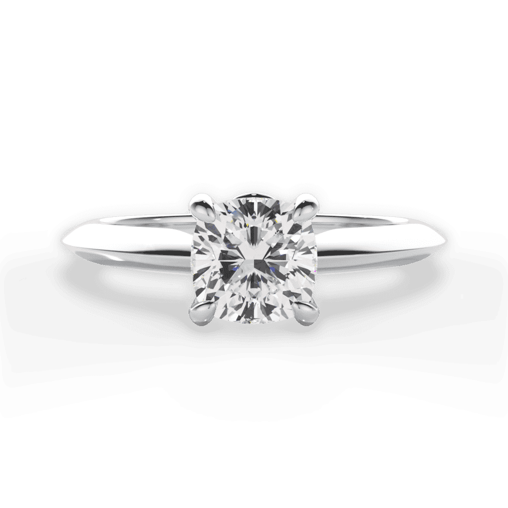 14kt White Gold/18kt White Gold/Platinum/cushion/top