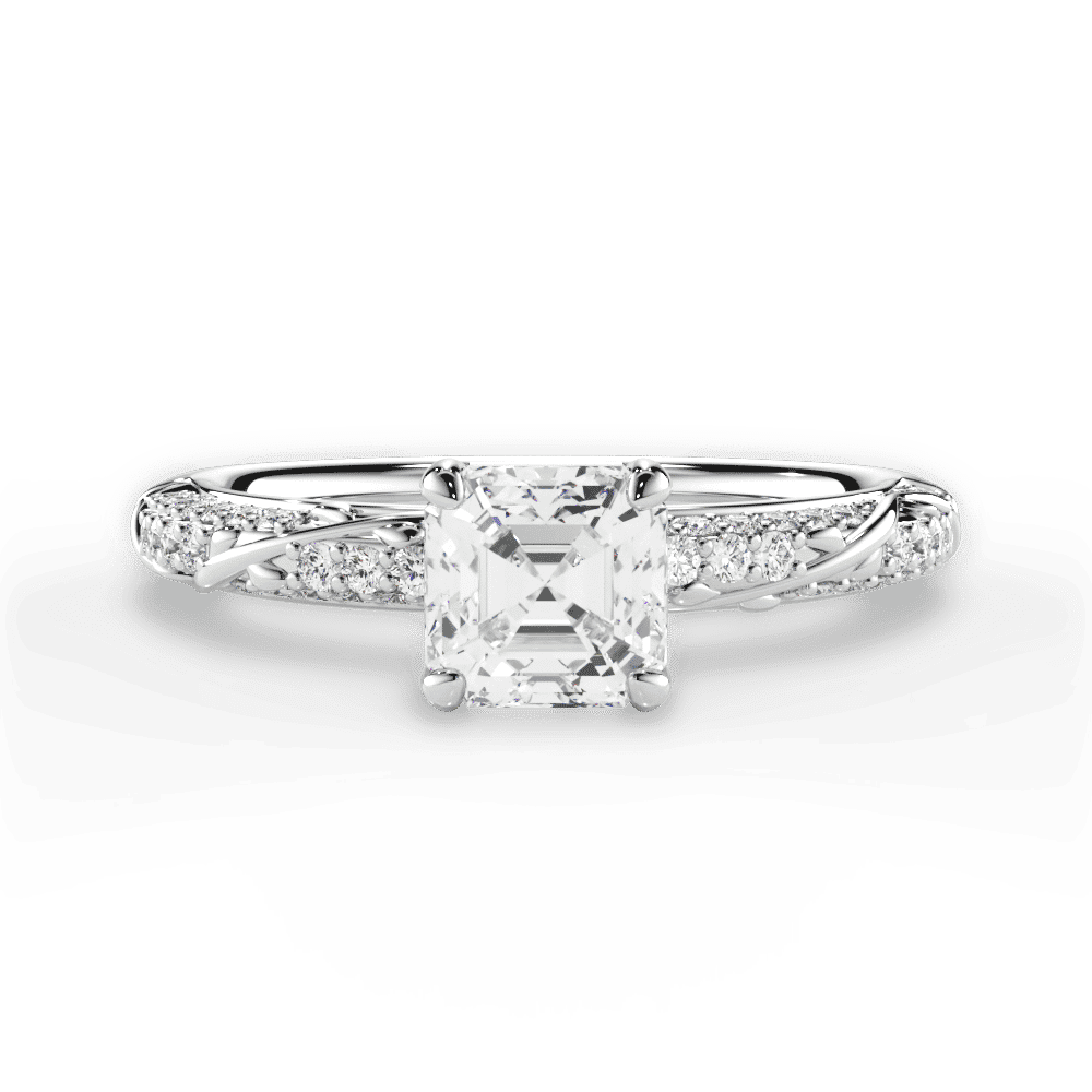 14kt White Gold/18kt White Gold/Platinum/asscher/top