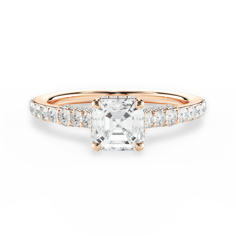 14kt Rose Gold/18kt Rose Gold/asscher/top
