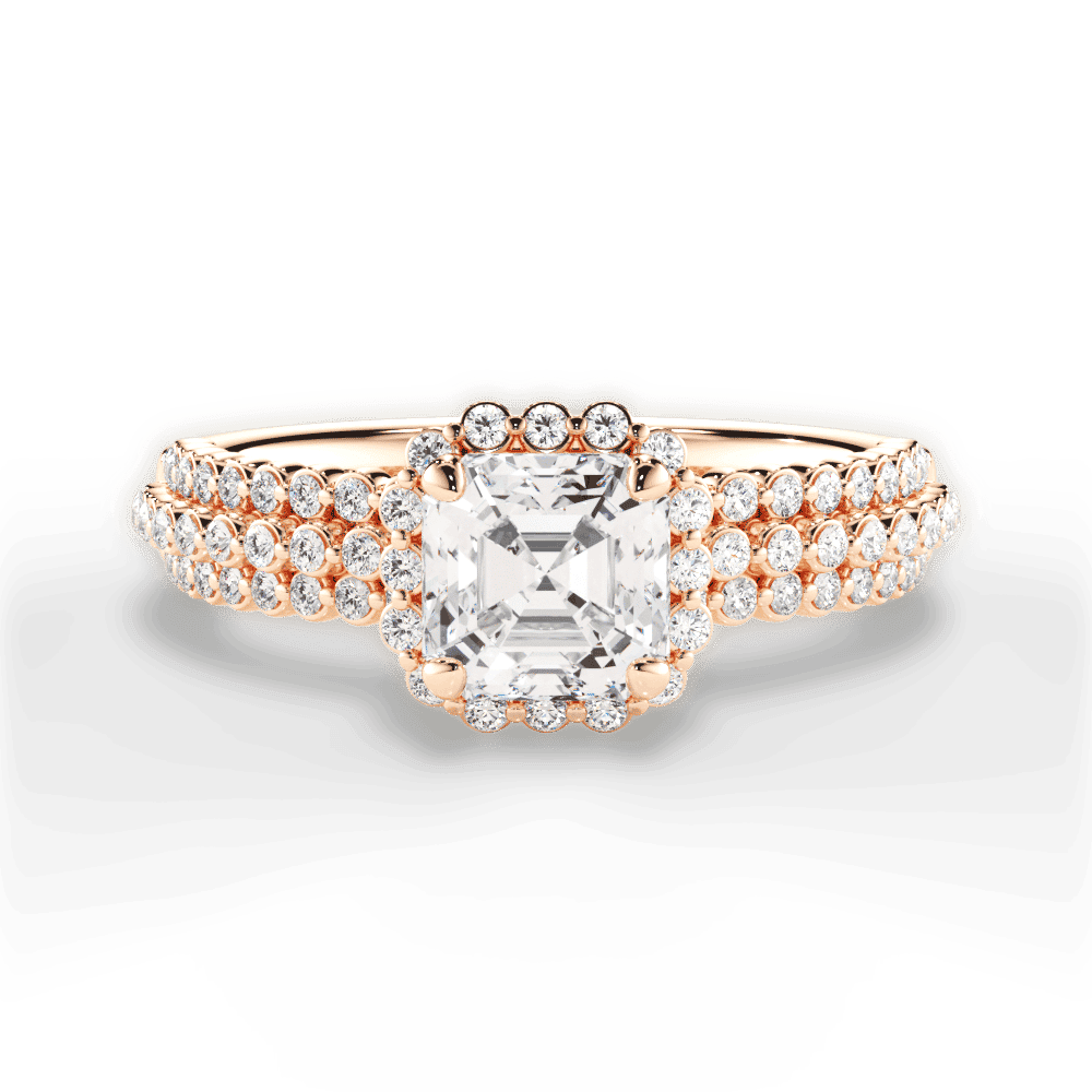 14kt Rose Gold/18kt Rose Gold/asscher/top