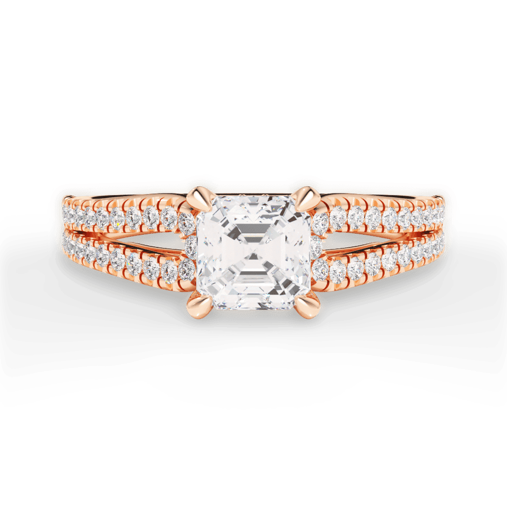 14kt Rose Gold/18kt Rose Gold/asscher/top
