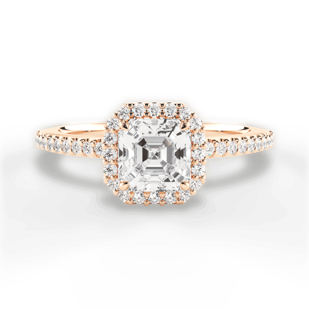 14kt Rose Gold/18kt Rose Gold/asscher/top