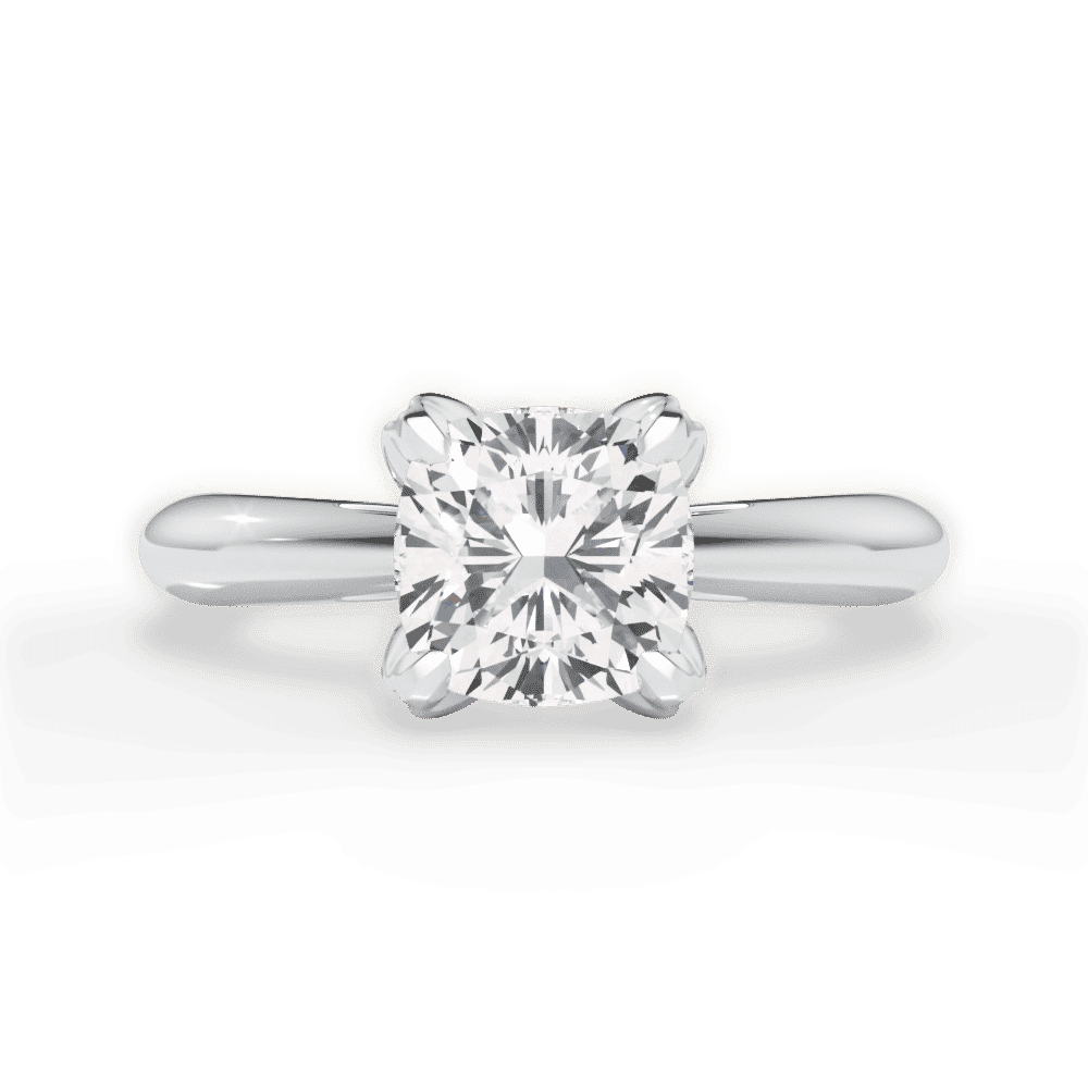 14kt White Gold/18kt White Gold/Platinum/cushion/top