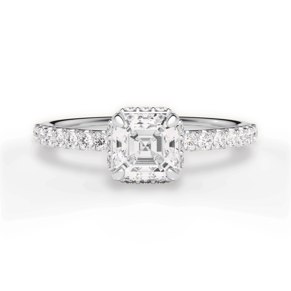 14kt White Gold/18kt White Gold/Platinum/asscher/top