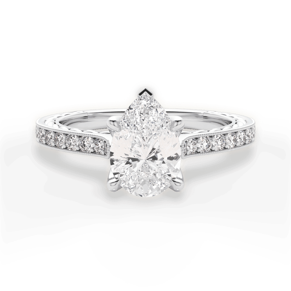 14kt White Gold/18kt White Gold/Platinum/pear/top