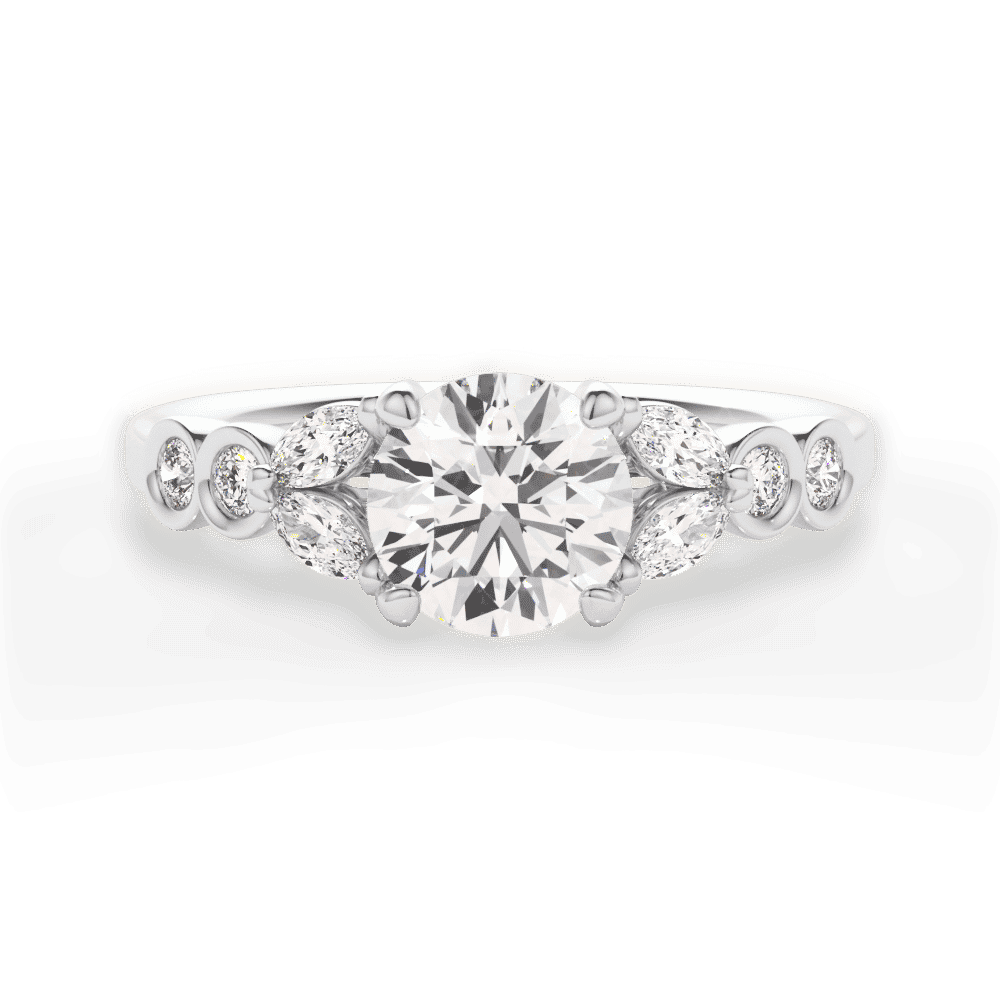 14kt White Gold/18kt White Gold/Platinum/round/top