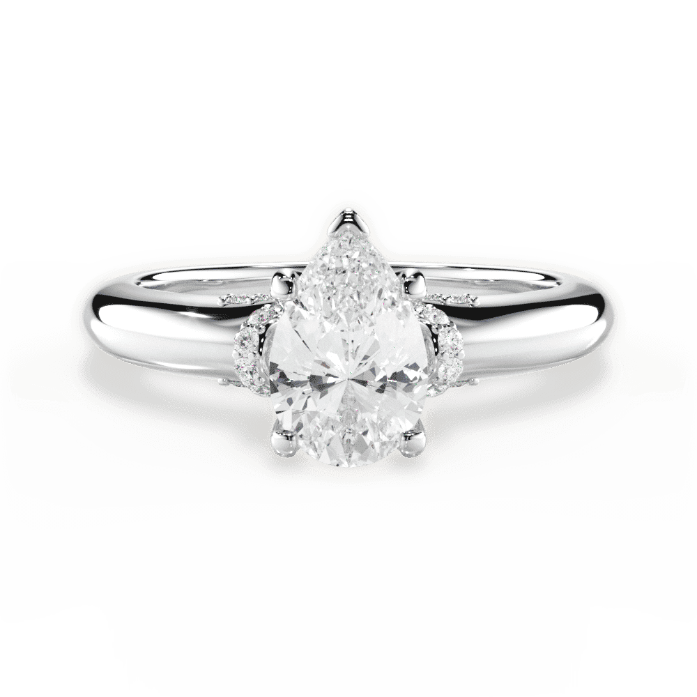 14kt White Gold/18kt White Gold/Platinum/pear/top