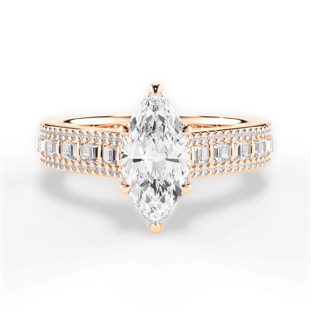 14kt Rose Gold/18kt Rose Gold/marquise/top