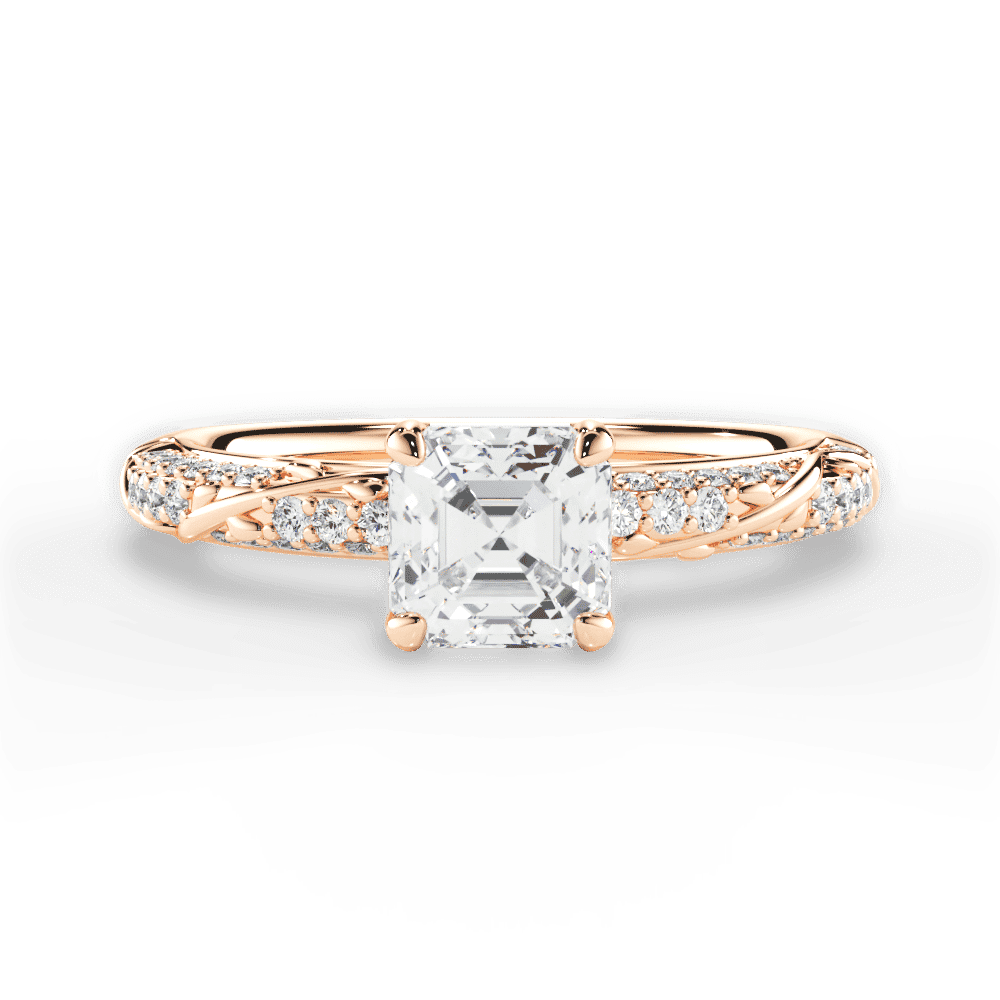 14kt Rose Gold/18kt Rose Gold/asscher/top