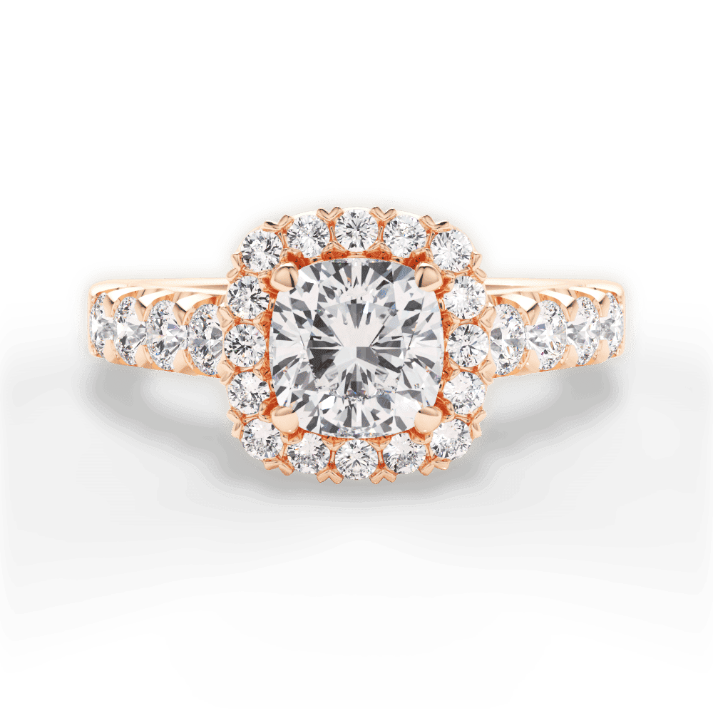 14kt Rose Gold/18kt Rose Gold/cushion/top