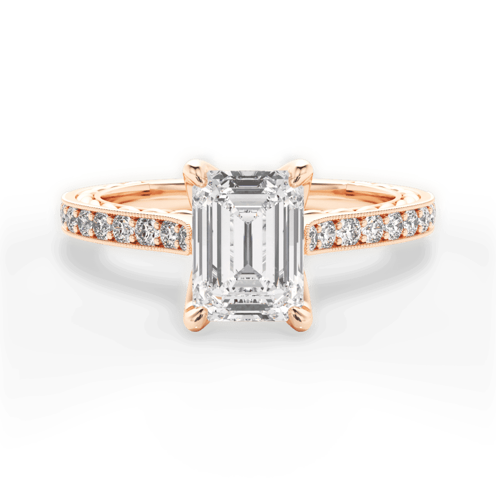 14kt Rose Gold/18kt Rose Gold/emerald/top