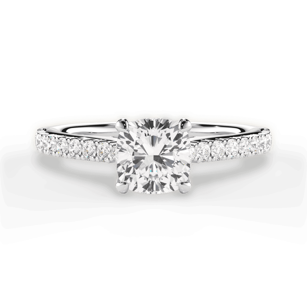 14kt White Gold/18kt White Gold/Platinum/cushion/top