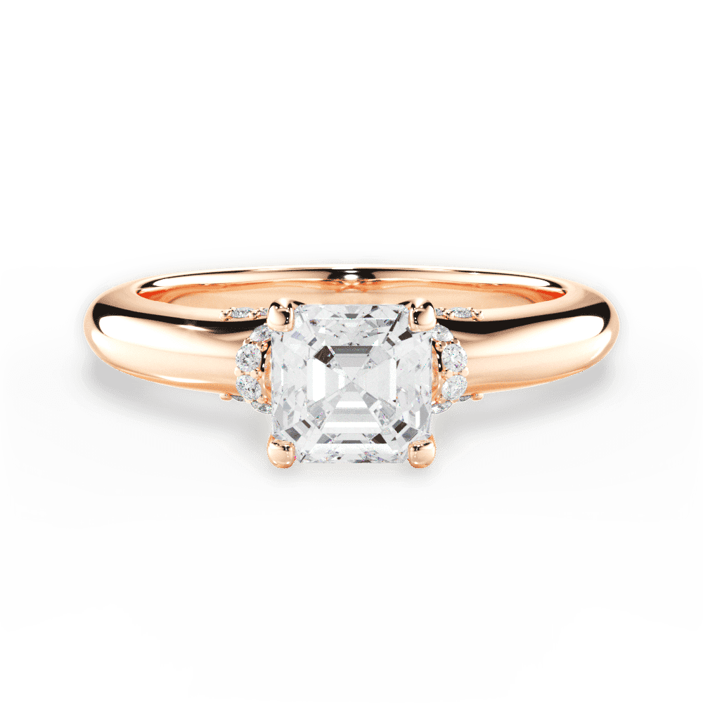 14kt Rose Gold/18kt Rose Gold/asscher/top