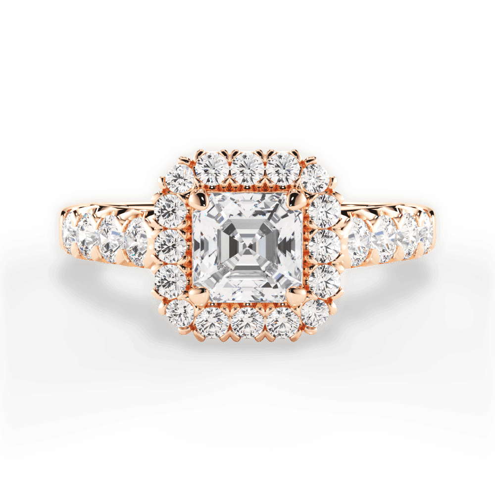 14kt Rose Gold/18kt Rose Gold/asscher/top
