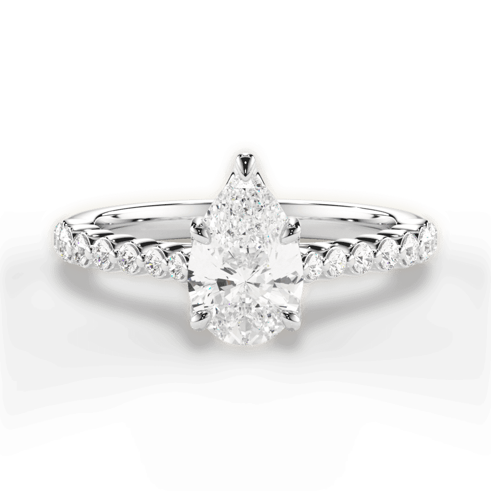 14kt White Gold/18kt White Gold/Platinum/pear/top