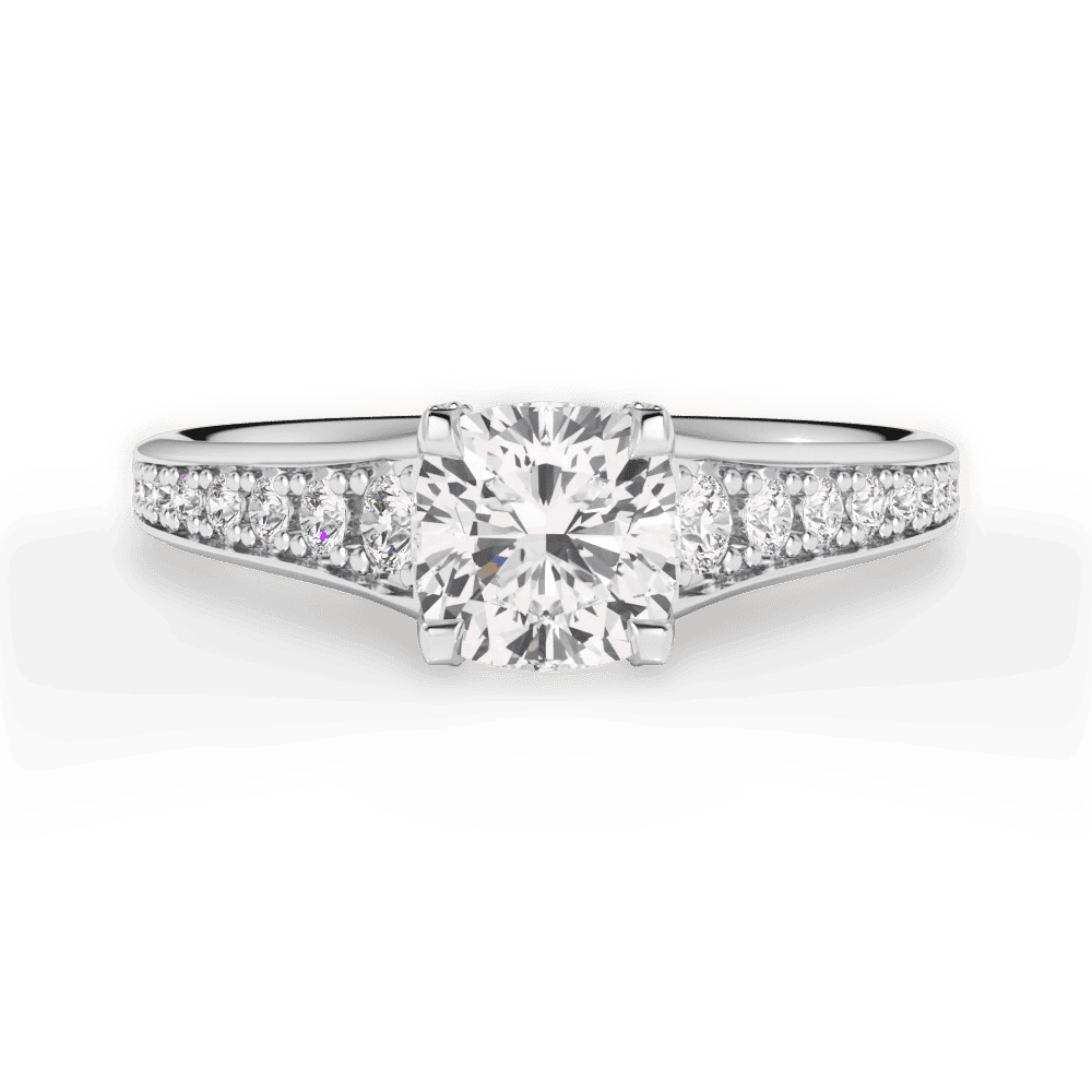 14kt White Gold/18kt White Gold/Platinum/cushion/top