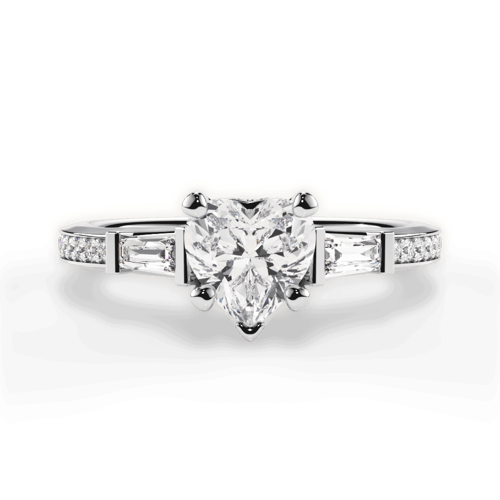 14kt White Gold/18kt White Gold/Platinum/heart/top