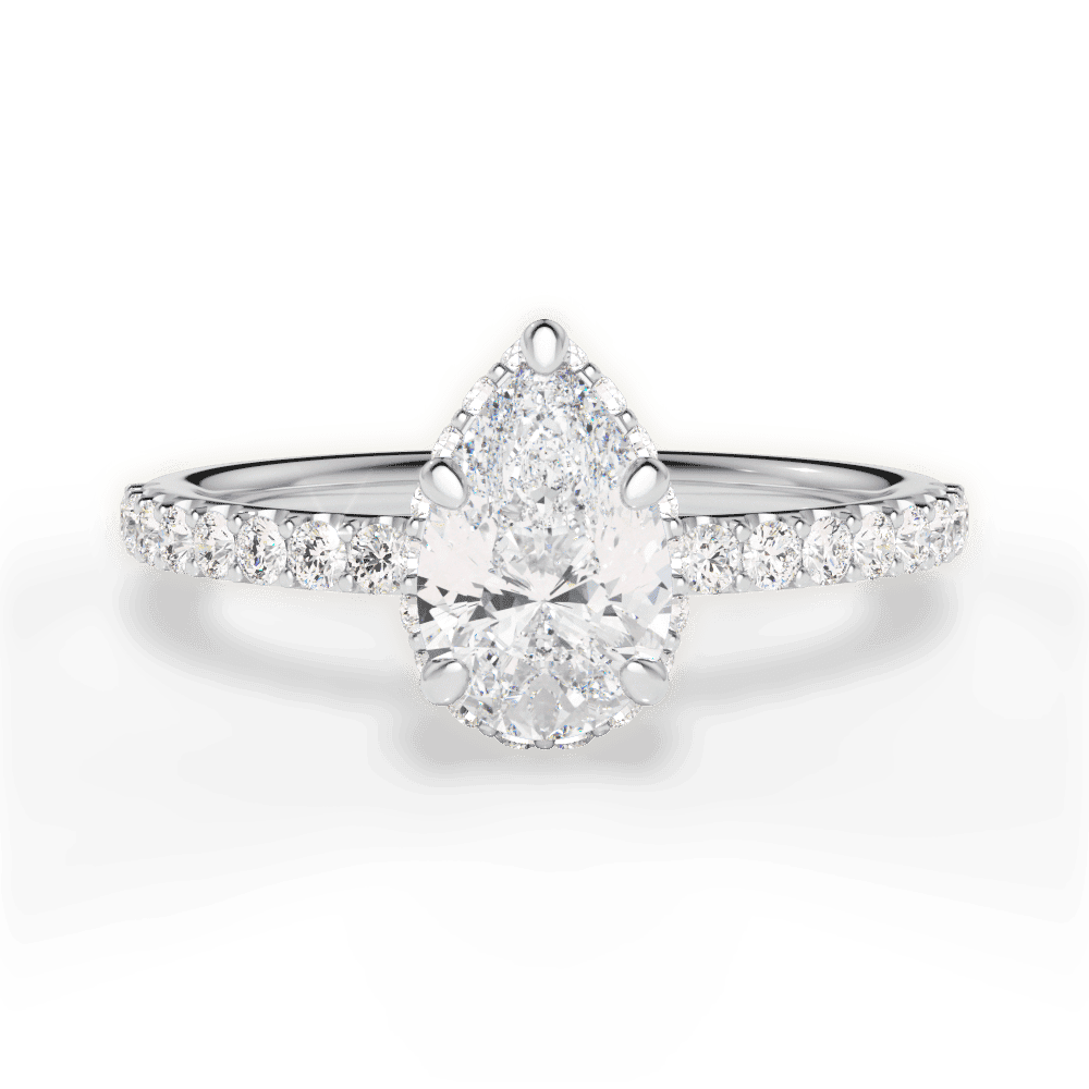 14kt White Gold/18kt White Gold/Platinum/pear/top