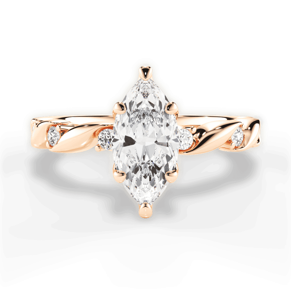 14kt Rose Gold/18kt Rose Gold/marquise/top