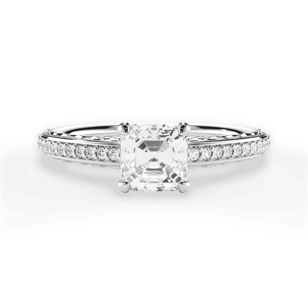 14kt White Gold/18kt White Gold/Platinum/asscher/top