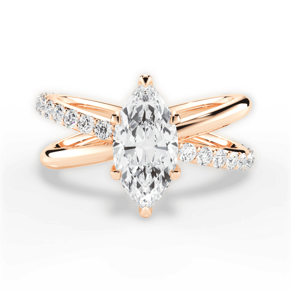 14kt Rose Gold/18kt Rose Gold/marquise/top