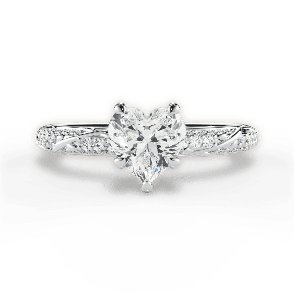 14kt White Gold/18kt White Gold/Platinum/heart/top