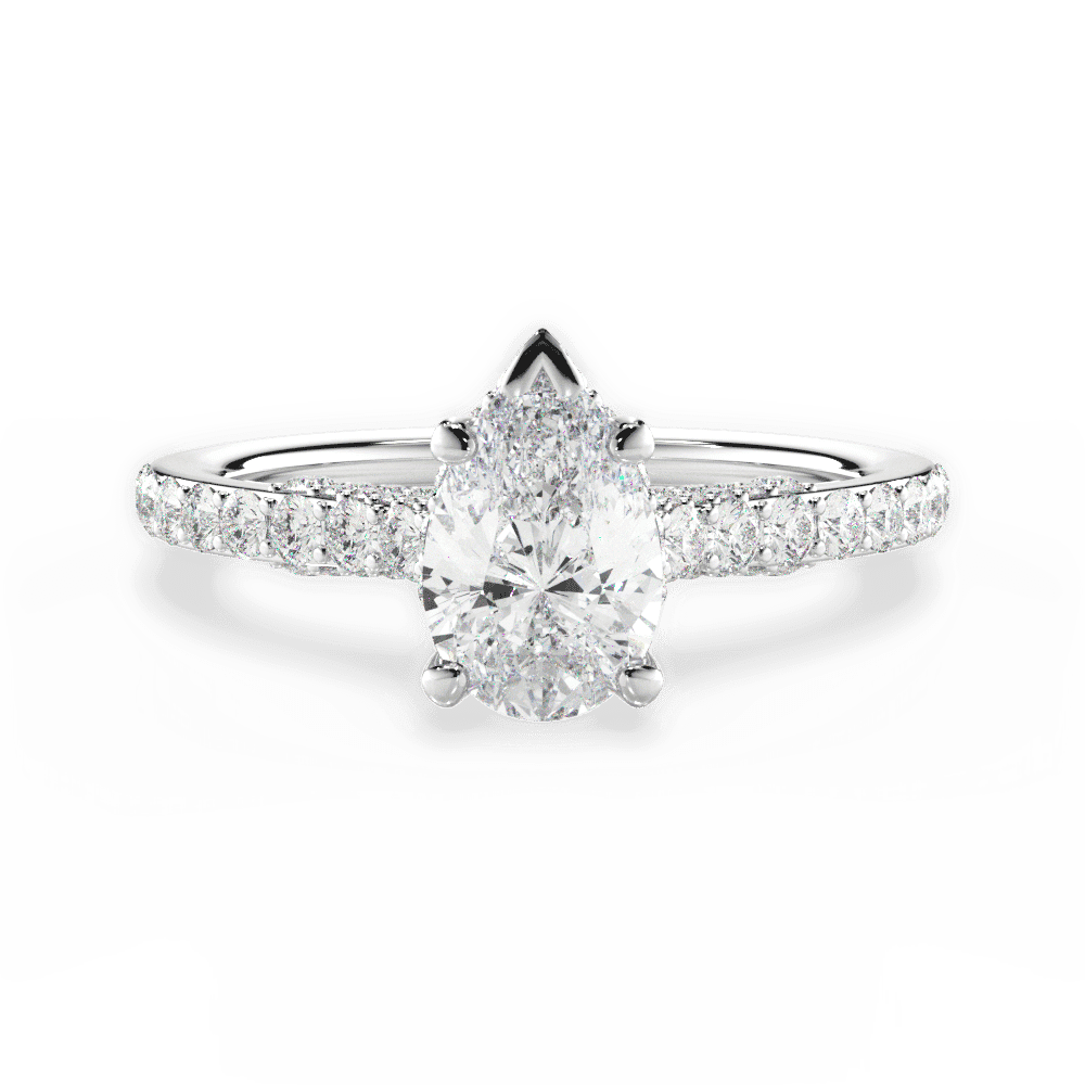 14kt White Gold/18kt White Gold/Platinum/pear/top