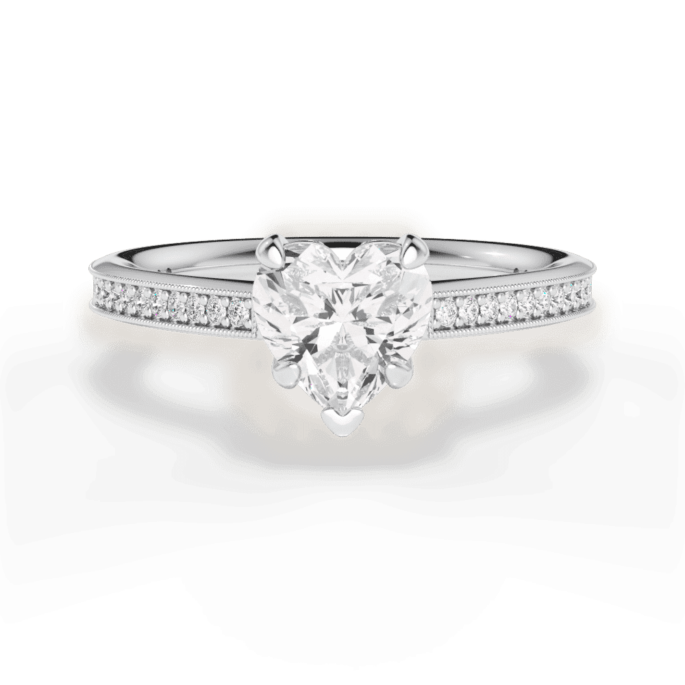 14kt White Gold/18kt White Gold/Platinum/heart/top