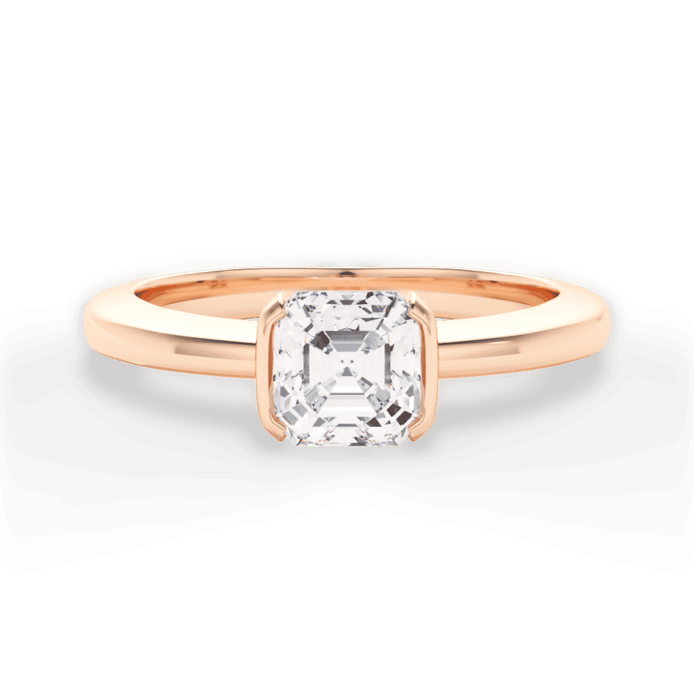 14kt Rose Gold/18kt Rose Gold/asscher/top
