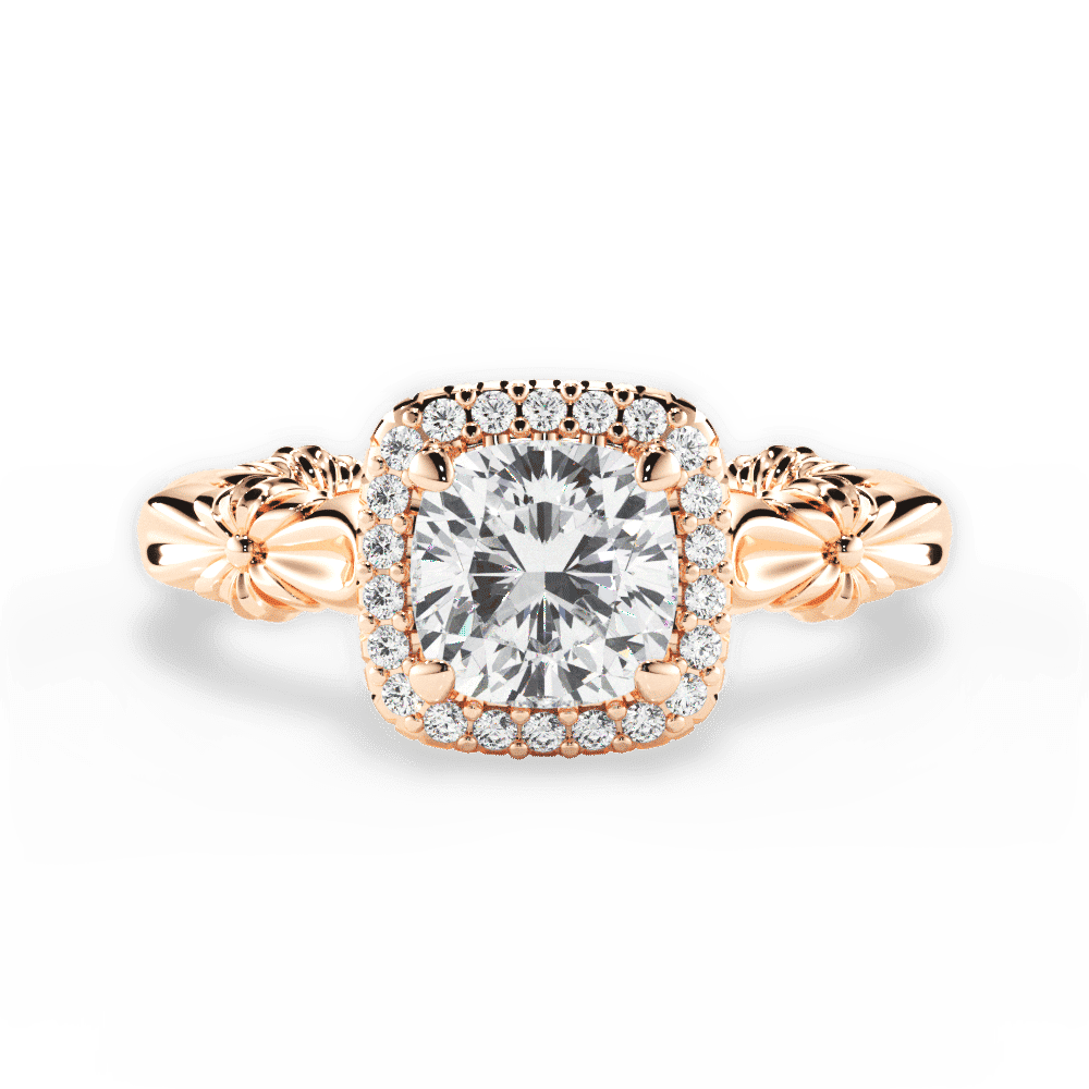 14kt Rose Gold/18kt Rose Gold/cushion/top