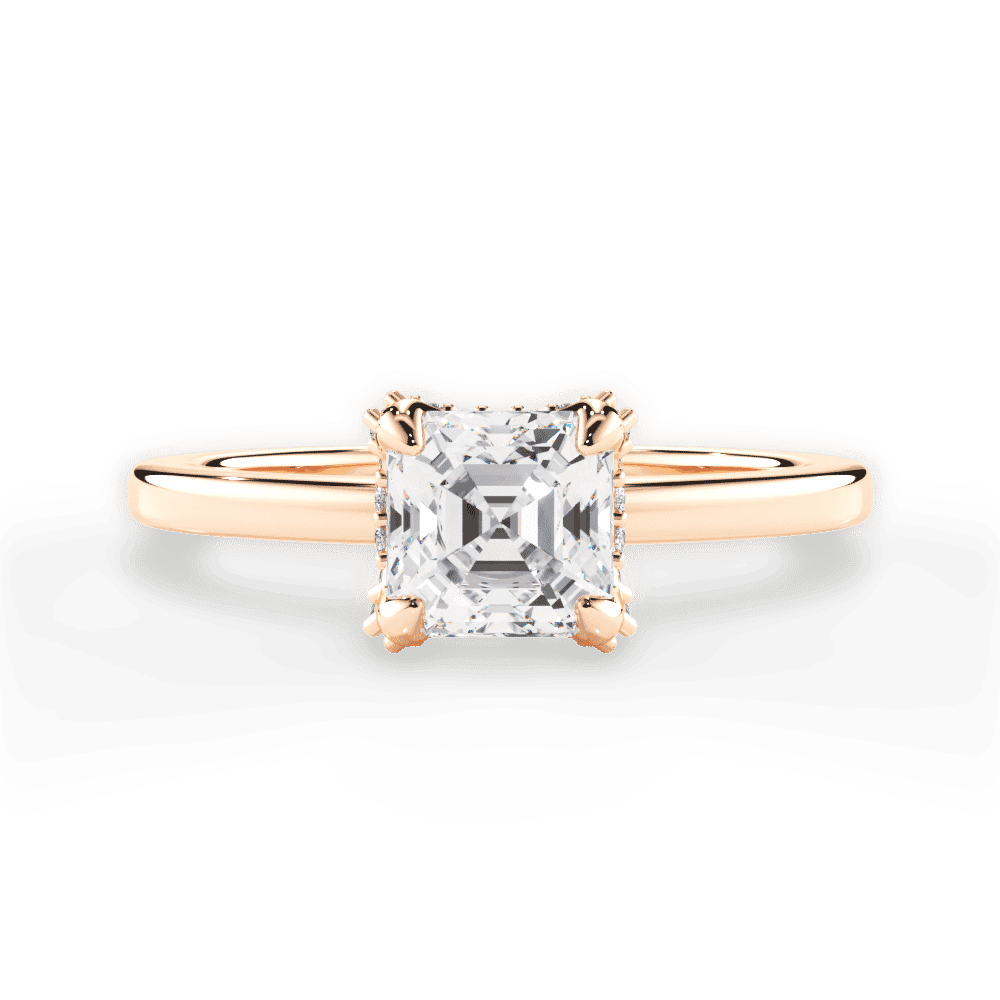 14kt Rose Gold/18kt Rose Gold/asscher/top