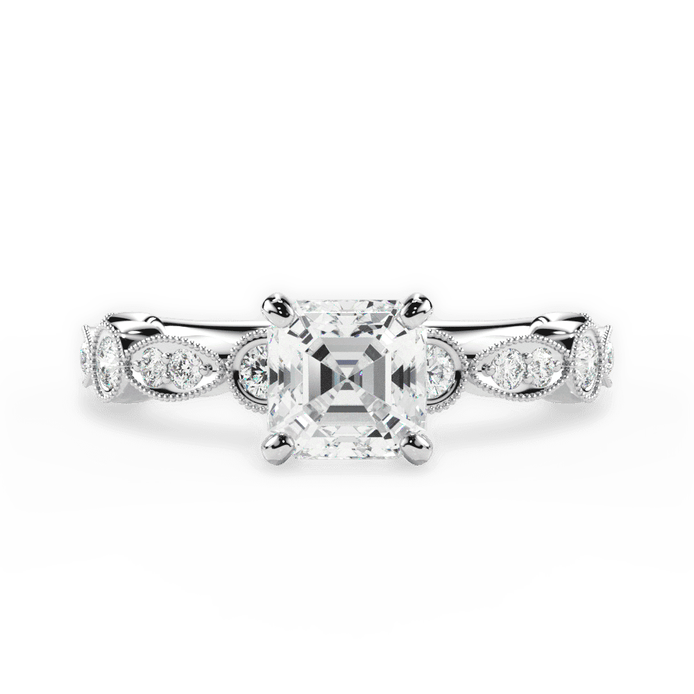 14kt White Gold/18kt White Gold/Platinum/asscher/top