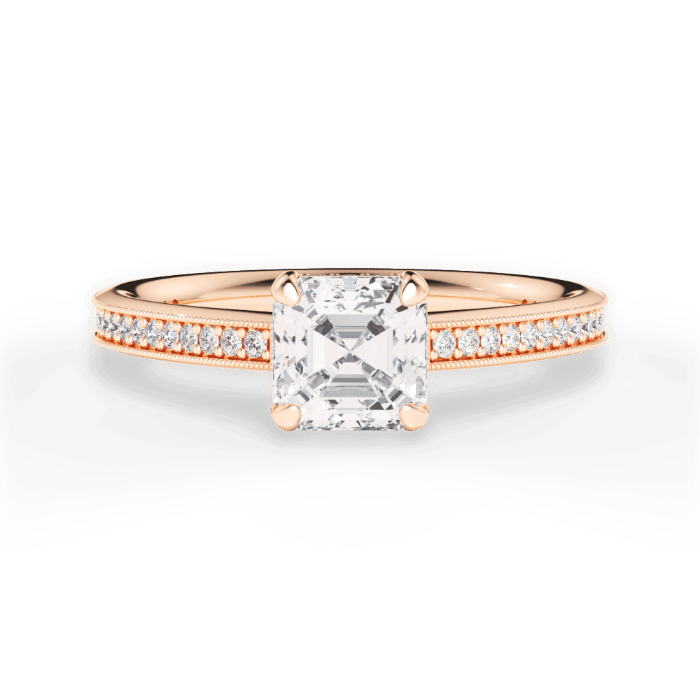 14kt Rose Gold/18kt Rose Gold/asscher/top