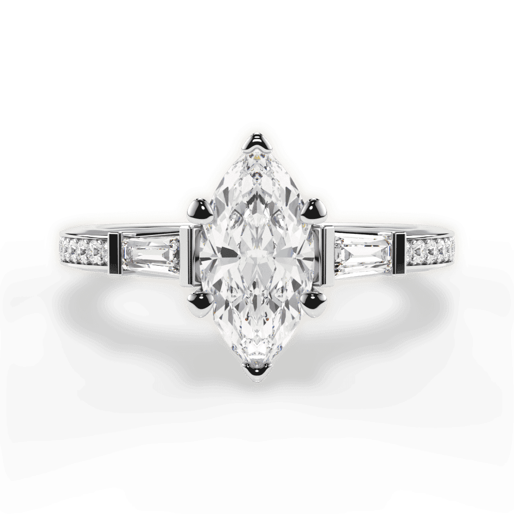 14kt White Gold/18kt White Gold/Platinum/marquise/top