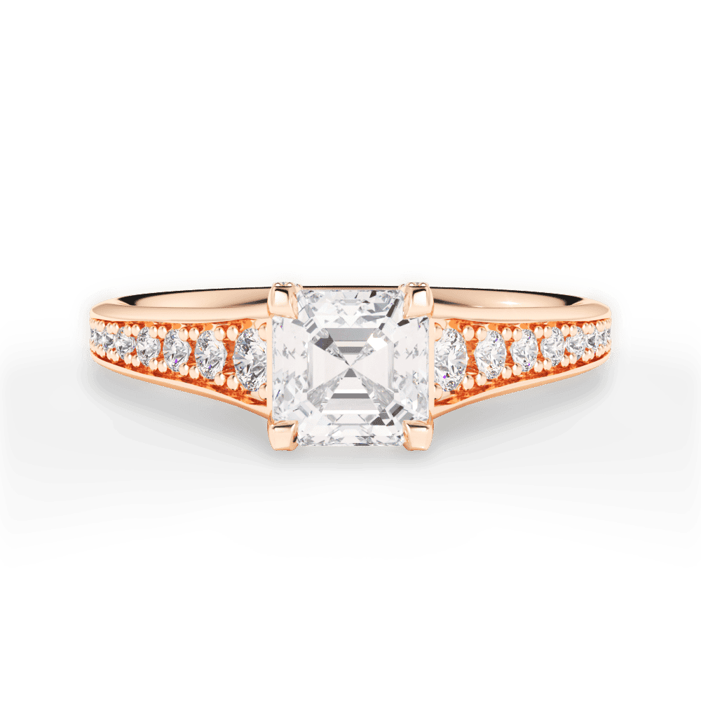 14kt Rose Gold/18kt Rose Gold/asscher/top