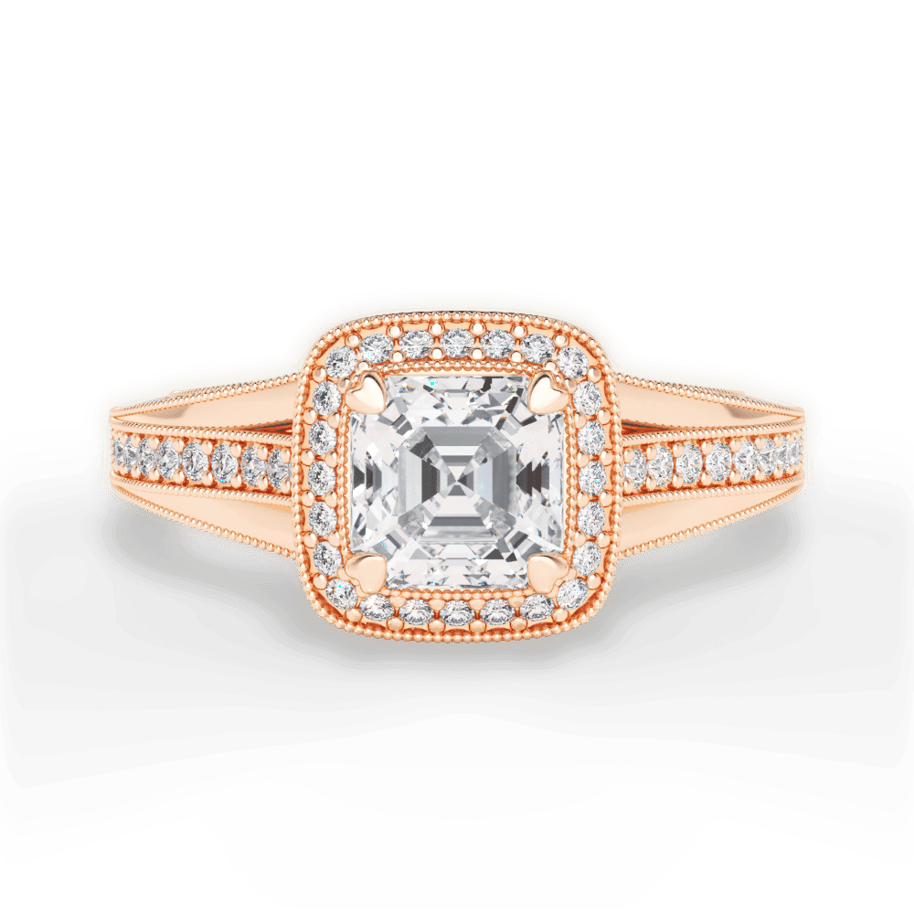14kt Rose Gold/18kt Rose Gold/asscher/top