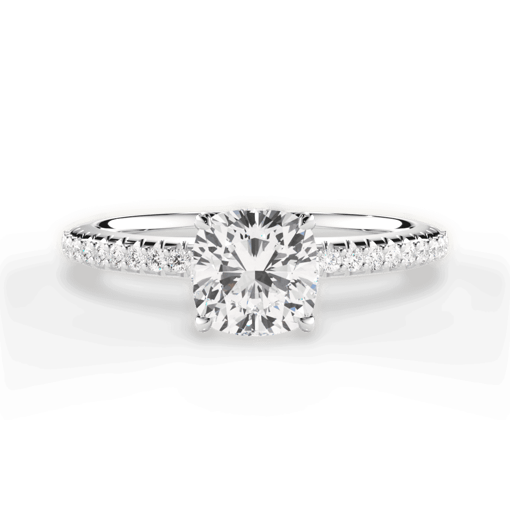 14kt White Gold/18kt White Gold/Platinum/cushion/top