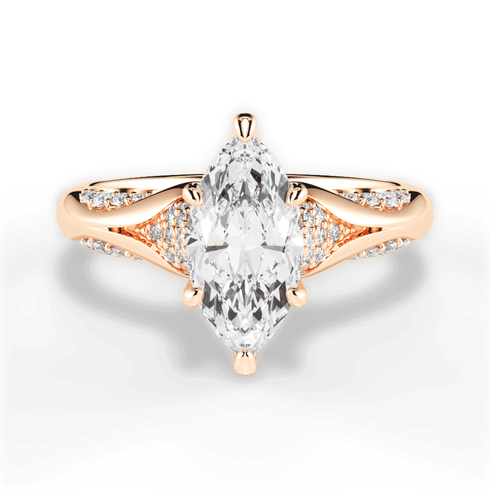 14kt Rose Gold/18kt Rose Gold/marquise/top