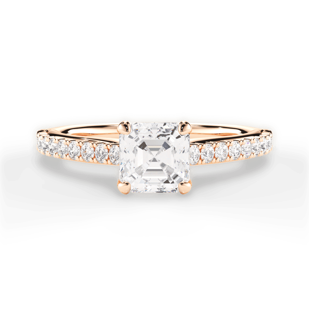 14kt Rose Gold/18kt Rose Gold/asscher/top