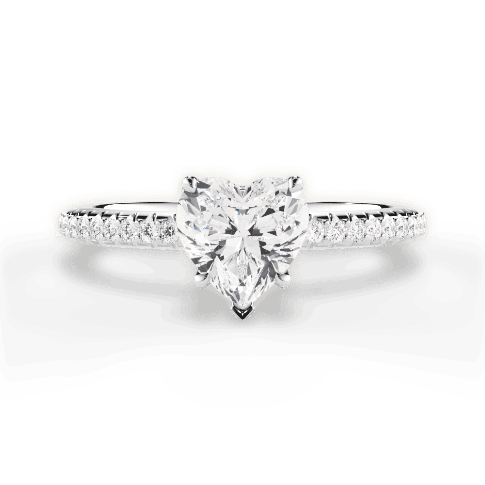 14kt White Gold/18kt White Gold/Platinum/heart/top