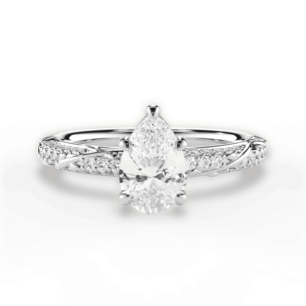 14kt White Gold/18kt White Gold/Platinum/pear/top