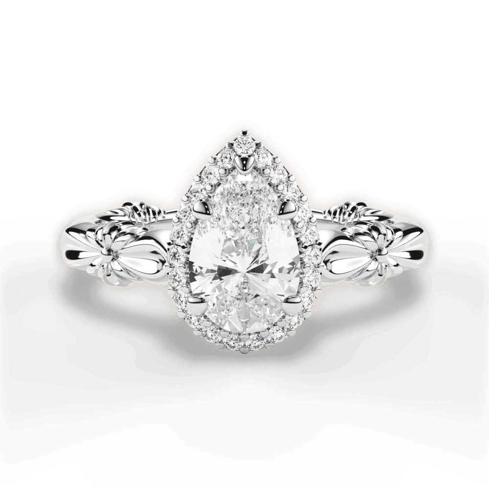 14kt White Gold/18kt White Gold/Platinum/pear/top