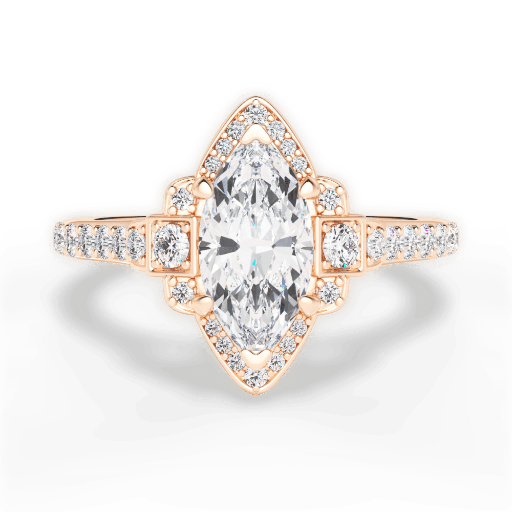 14kt Rose Gold/18kt Rose Gold/marquise/top