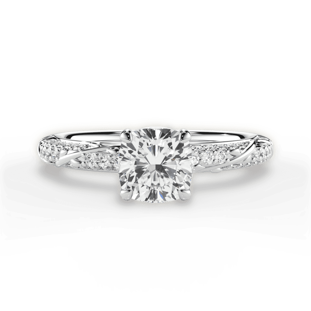 14kt White Gold/18kt White Gold/Platinum/cushion/top